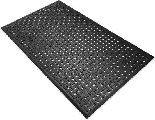 smabee New Rubber Non-Slip Waterproof Floor Mat Heavy Duty Anti-Fatigue Mats 33"x57" for Wet or Snow Deck, Restaurant Bar Kitchen Yard Boat