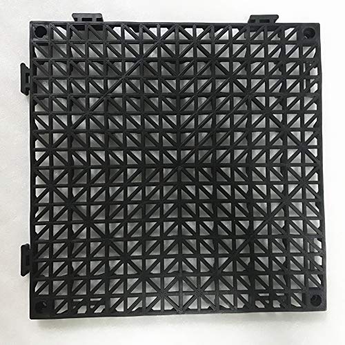 12 Pack Modular Interlocking Cushion 11.5" x 11.5" Mat Floor Tile Mats Drain Pool Patio Balcony Yard Pet Area Washer Pad(Black)