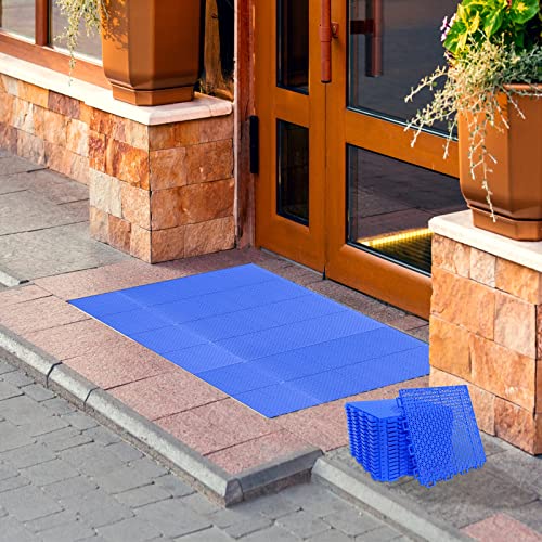 smabee 16 pcs Interlocking Rugged Deck Floor Tiles Non-Slip with Drainage Holes Plastic Mats for Boat Pool Patio Balcony Sports Area 9.8"x9.8"x0.47" (Blue)