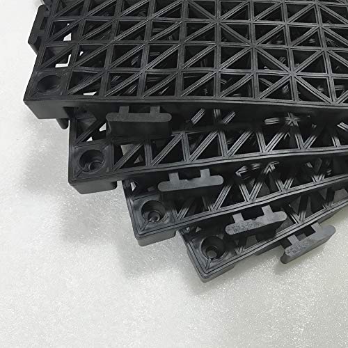 12 Pack Modular Interlocking Cushion 11.5" x 11.5" Mat Floor Tile Mats Drain Pool Patio Balcony Yard Pet Area Washer Pad(Black)