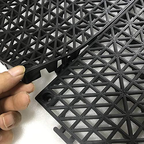 12 Pack Modular Interlocking Cushion 11.5" x 11.5" Mat Floor Tile Mats Drain Pool Patio Balcony Yard Pet Area Washer Pad(Black)